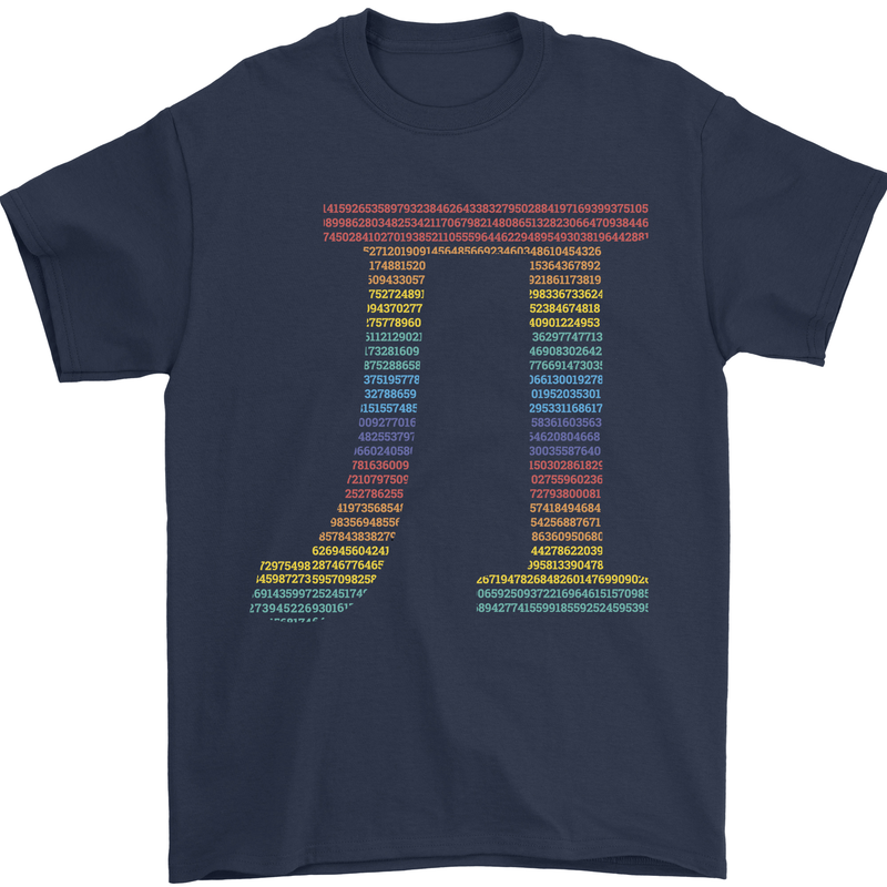 Rainbow Pie Day Maths Mathematics LGBT Mens T-Shirt 100% Cotton Navy Blue