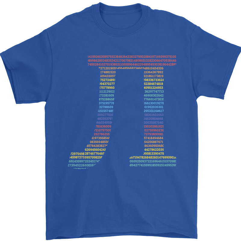 Rainbow Pie Day Maths Mathematics LGBT Mens T-Shirt 100% Cotton Royal Blue