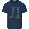 Rainbow Pie Day Maths Mathematics LGBT Mens V-Neck Cotton T-Shirt Navy Blue