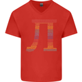 Rainbow Pie Day Maths Mathematics LGBT Mens V-Neck Cotton T-Shirt Red