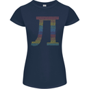 Rainbow Pie Day Maths Mathematics LGBT Womens Petite Cut T-Shirt Navy Blue