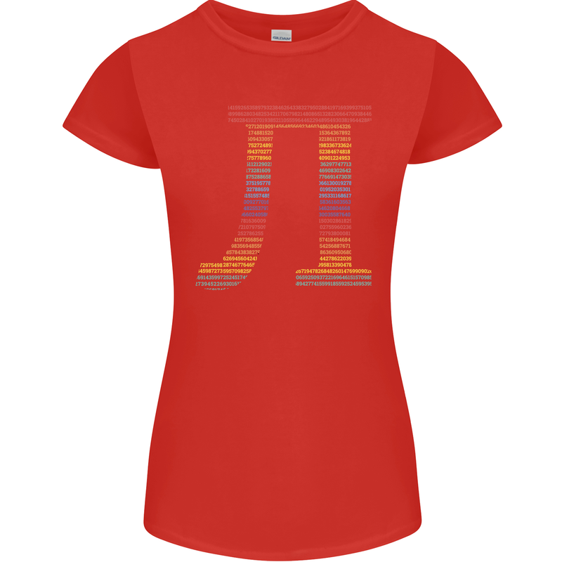 Rainbow Pie Day Maths Mathematics LGBT Womens Petite Cut T-Shirt Red