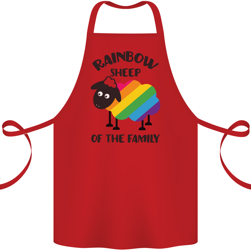 Rainbow Sheep Funny Gay Pride Day LGBT Cotton Apron 100% Organic Red
