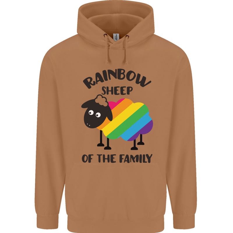Rainbow Sheep Funny Gay Pride Day LGBT Mens 80% Cotton Hoodie Caramel Latte