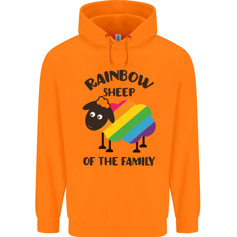 Rainbow Sheep Funny Gay Pride Day LGBT Mens 80% Cotton Hoodie Orange