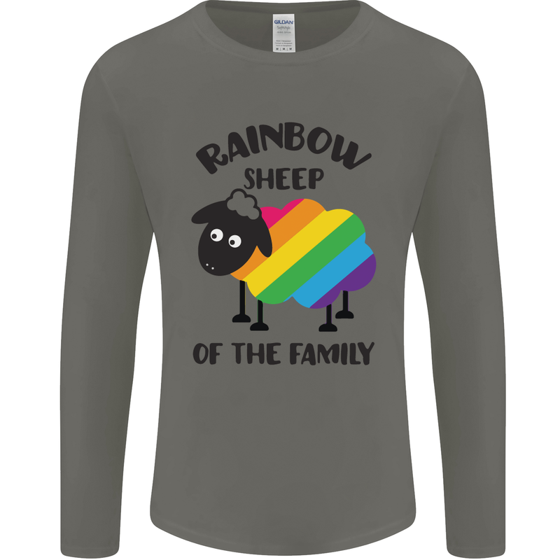 Rainbow Sheep Funny Gay Pride Day LGBT Mens Long Sleeve T-Shirt Charcoal