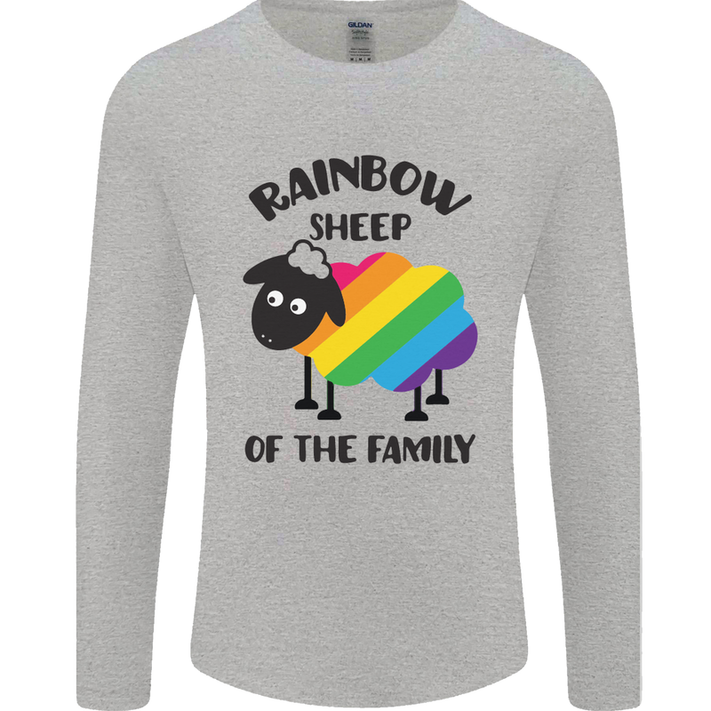 Rainbow Sheep Funny Gay Pride Day LGBT Mens Long Sleeve T-Shirt Sports Grey