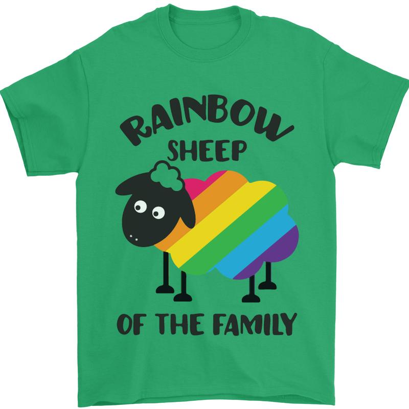 Rainbow Sheep Funny Gay Pride Day LGBT Mens T-Shirt Cotton Gildan Irish Green
