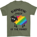 Rainbow Sheep Funny Gay Pride Day LGBT Mens T-Shirt Cotton Gildan Military Green