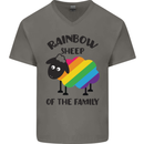 Rainbow Sheep Funny Gay Pride Day LGBT Mens V-Neck Cotton T-Shirt Charcoal