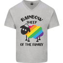 Rainbow Sheep Funny Gay Pride Day LGBT Mens V-Neck Cotton T-Shirt Sports Grey