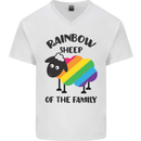 Rainbow Sheep Funny Gay Pride Day LGBT Mens V-Neck Cotton T-Shirt White