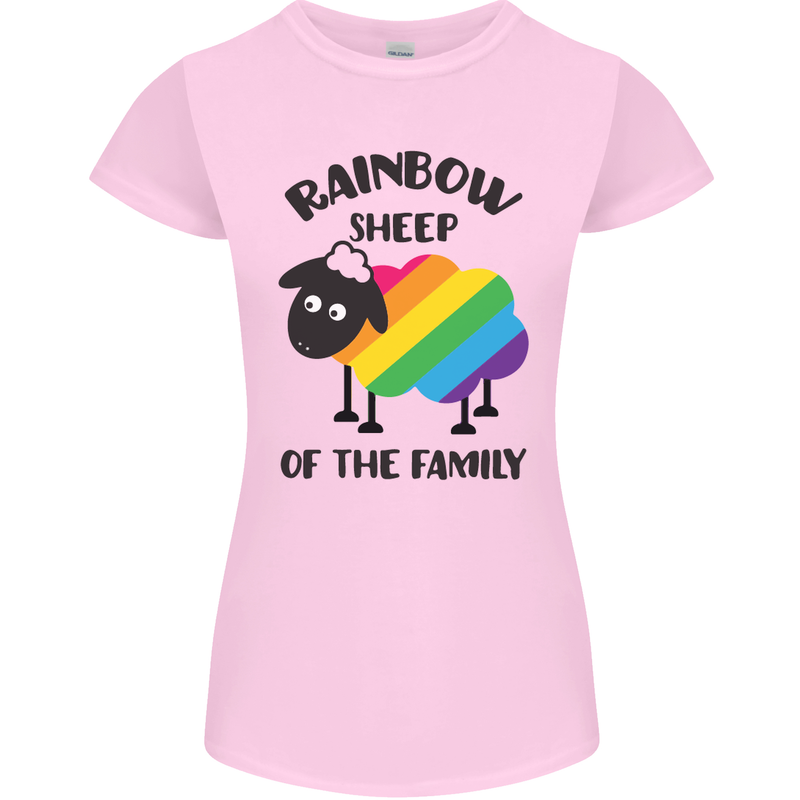 Rainbow Sheep Funny Gay Pride Day LGBT Womens Petite Cut T-Shirt Light Pink