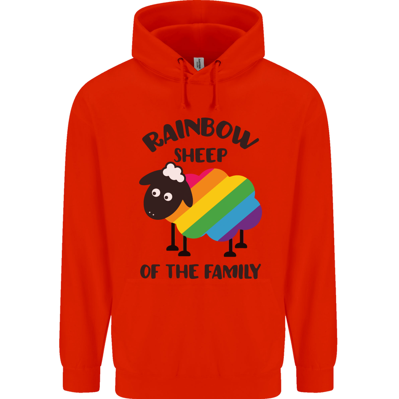 Rainbow Sheep Funny LGBT Gay Pride Day Mens 80% Cotton Hoodie Bright Red