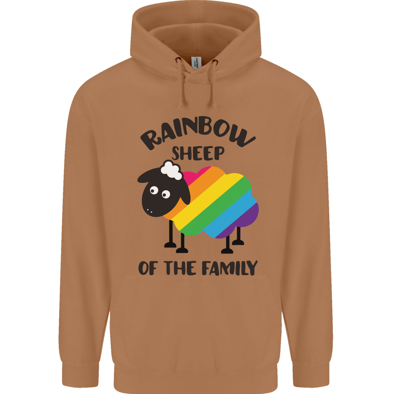 Rainbow Sheep Funny LGBT Gay Pride Day Mens 80% Cotton Hoodie Caramel Latte