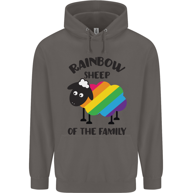 Rainbow Sheep Funny LGBT Gay Pride Day Mens 80% Cotton Hoodie Charcoal