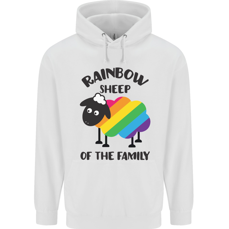Rainbow Sheep Funny LGBT Gay Pride Day Mens 80% Cotton Hoodie White