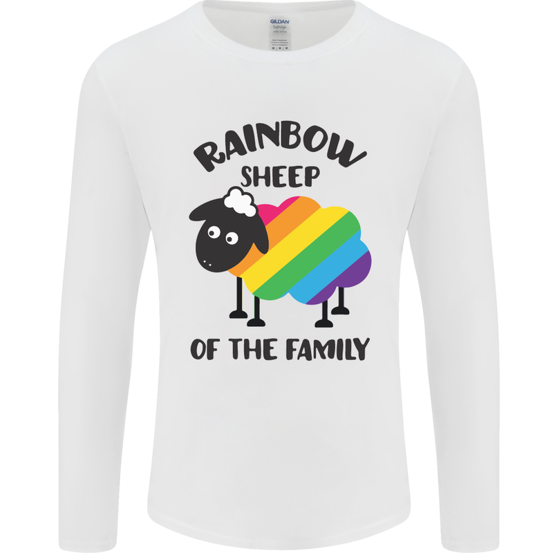 Rainbow Sheep Funny LGBT Gay Pride Day Mens Long Sleeve T-Shirt White