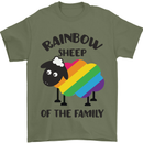 Rainbow Sheep Funny LGBT Gay Pride Day Mens T-Shirt Cotton Gildan Military Green
