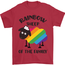Rainbow Sheep Funny LGBT Gay Pride Day Mens T-Shirt Cotton Gildan Red