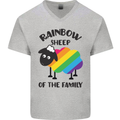 Rainbow Sheep Funny LGBT Gay Pride Day Mens V-Neck Cotton T-Shirt Sports Grey