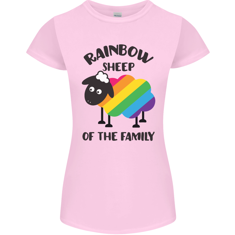 Rainbow Sheep Funny LGBT Gay Pride Day Womens Petite Cut T-Shirt Light Pink