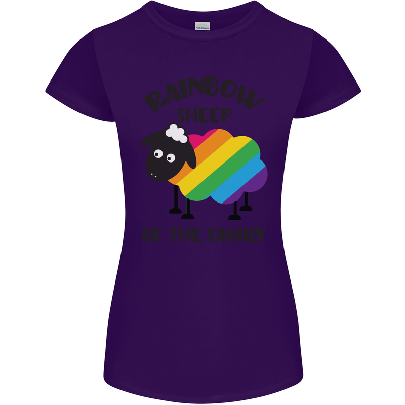 Rainbow Sheep Funny LGBT Gay Pride Day Womens Petite Cut T-Shirt Purple