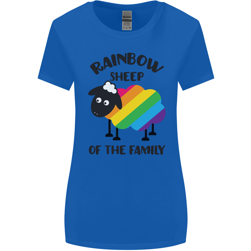 Rainbow Sheep Funny LGBT Gay Pride Day Womens Wider Cut T-Shirt Royal Blue