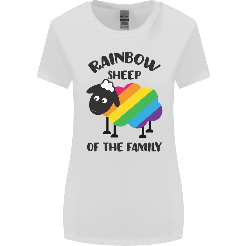 Rainbow Sheep Funny LGBT Gay Pride Day Womens Wider Cut T-Shirt White