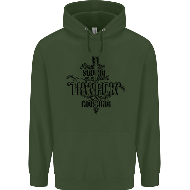 Raise Aim Shoot Funny Archery Archer Childrens Kids Hoodie Forest Green