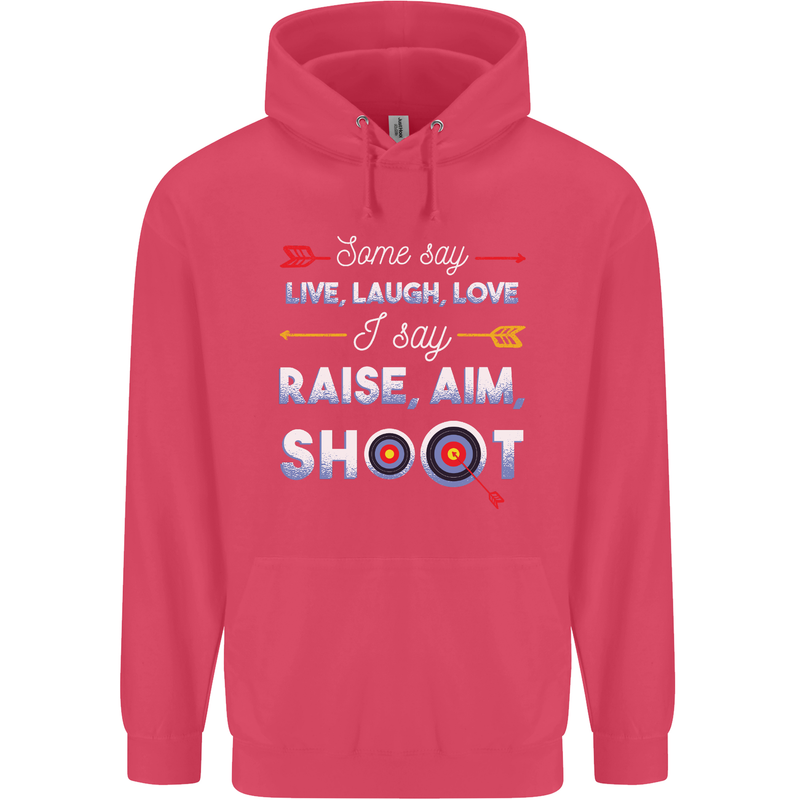 Raise Aim Shoot Funny Archery Archer Childrens Kids Hoodie Heliconia