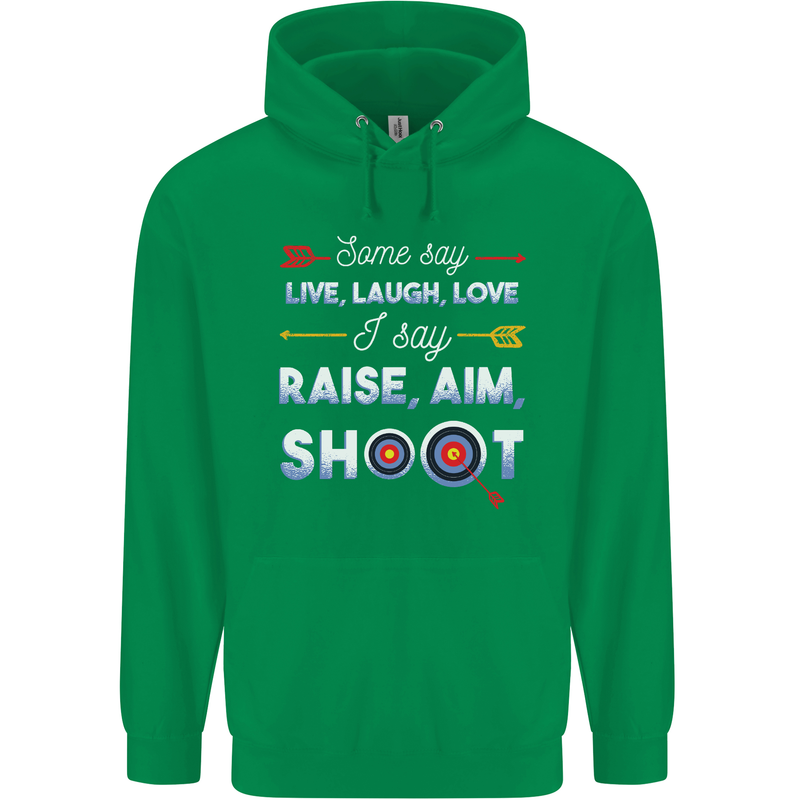 Raise Aim Shoot Funny Archery Archer Childrens Kids Hoodie Irish Green