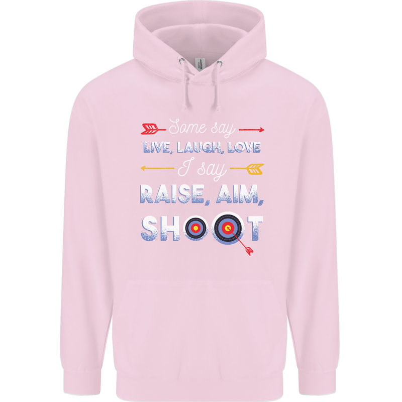 Raise Aim Shoot Funny Archery Archer Childrens Kids Hoodie Light Pink