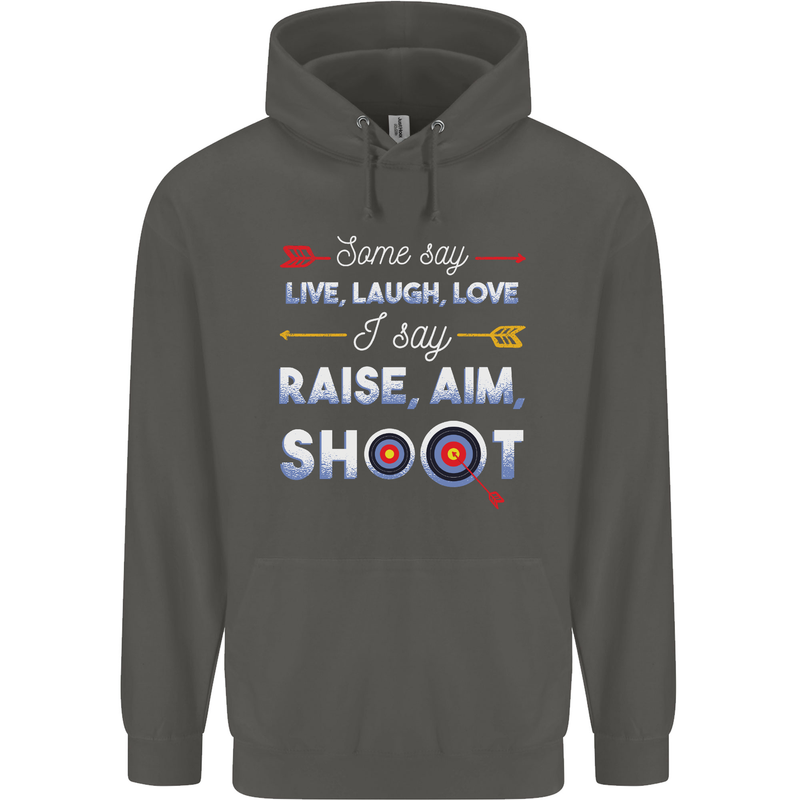 Raise Aim Shoot Funny Archery Archer Childrens Kids Hoodie Storm Grey