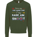 Raise Aim Shoot Funny Archery Archer Kids Sweatshirt Jumper Forest Green