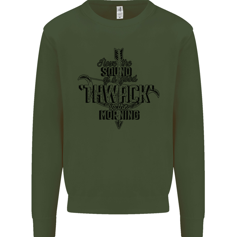 Raise Aim Shoot Funny Archery Archer Kids Sweatshirt Jumper Forest Green