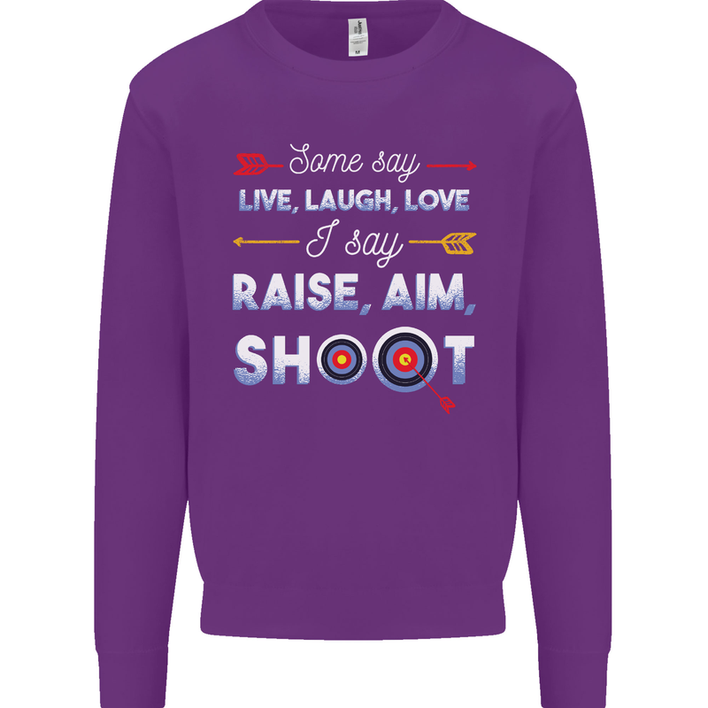 Raise Aim Shoot Funny Archery Archer Kids Sweatshirt Jumper Purple