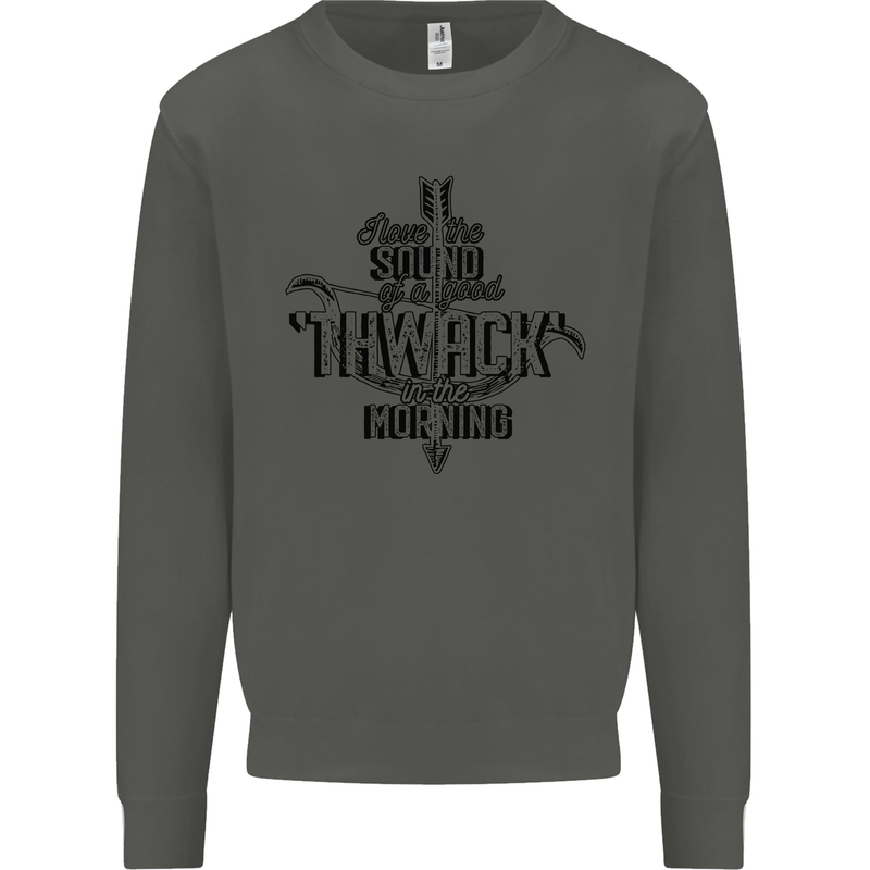 Raise Aim Shoot Funny Archery Archer Kids Sweatshirt Jumper Storm Grey