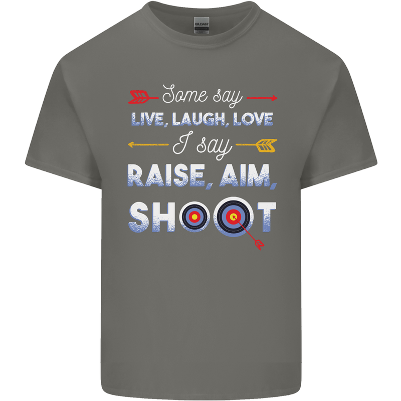 Raise Aim Shoot Funny Archery Archer Kids T-Shirt Childrens Charcoal