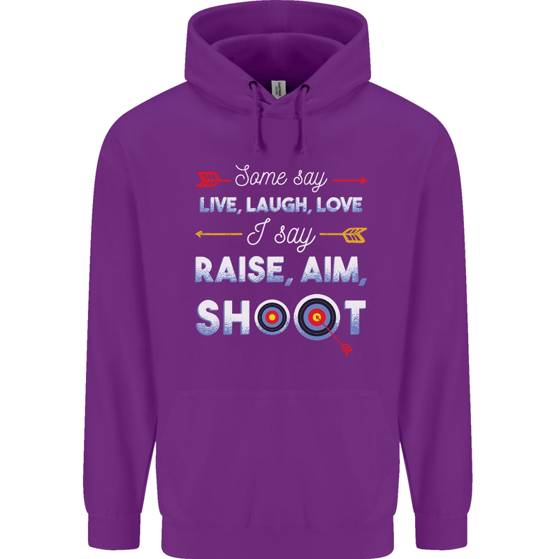 Raise Aim Shoot Funny Archery Archer Mens 80% Cotton Hoodie Purple
