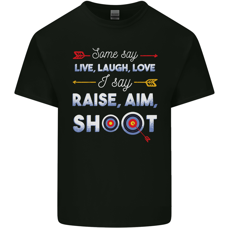 Raise Aim Shoot Funny Archery Archer Mens Cotton T-Shirt Tee Top Black