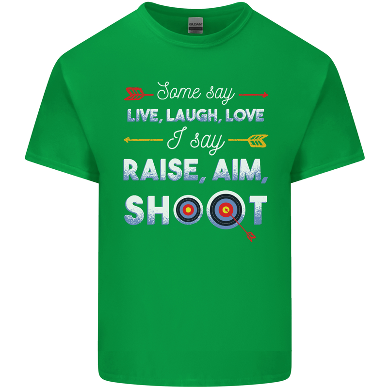 Raise Aim Shoot Funny Archery Archer Mens Cotton T-Shirt Tee Top Irish Green