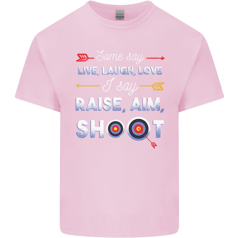 Raise Aim Shoot Funny Archery Archer Mens Cotton T-Shirt Tee Top Light Pink