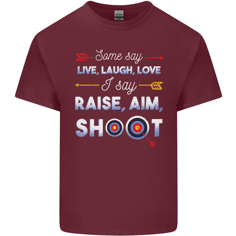 Raise Aim Shoot Funny Archery Archer Mens Cotton T-Shirt Tee Top Maroon