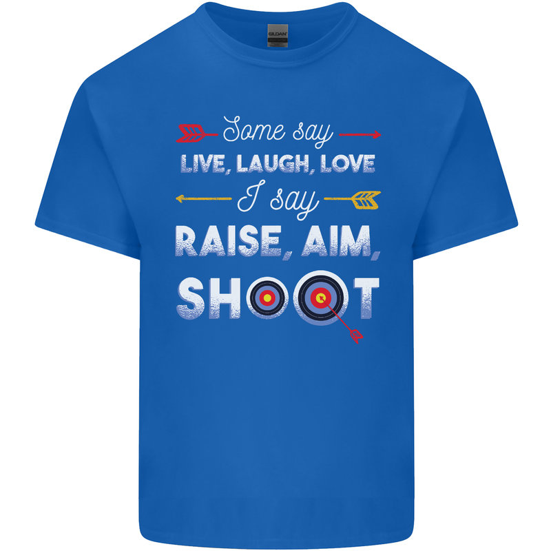 Raise Aim Shoot Funny Archery Archer Mens Cotton T-Shirt Tee Top Royal Blue