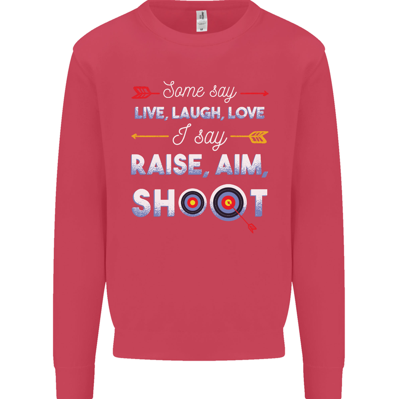 Raise Aim Shoot Funny Archery Archer Mens Sweatshirt Jumper Heliconia