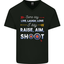 Raise Aim Shoot Funny Archery Archer Mens V-Neck Cotton T-Shirt Black