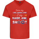 Raise Aim Shoot Funny Archery Archer Mens V-Neck Cotton T-Shirt Red