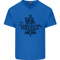 Raise Aim Shoot Funny Archery Archer Mens V-Neck Cotton T-Shirt Royal Blue