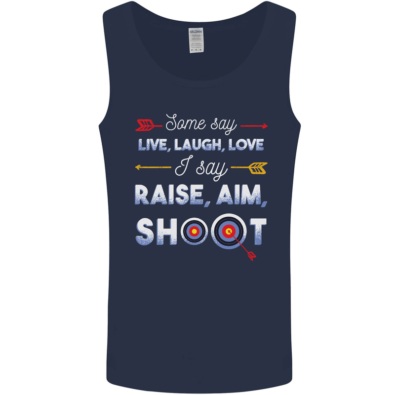 Raise Aim Shoot Funny Archery Archer Mens Vest Tank Top Navy Blue